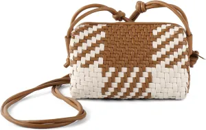 Crossbody Bag for Women Trendy Woven Purse Vegan Leather Small Shoulder Handbags with Strap