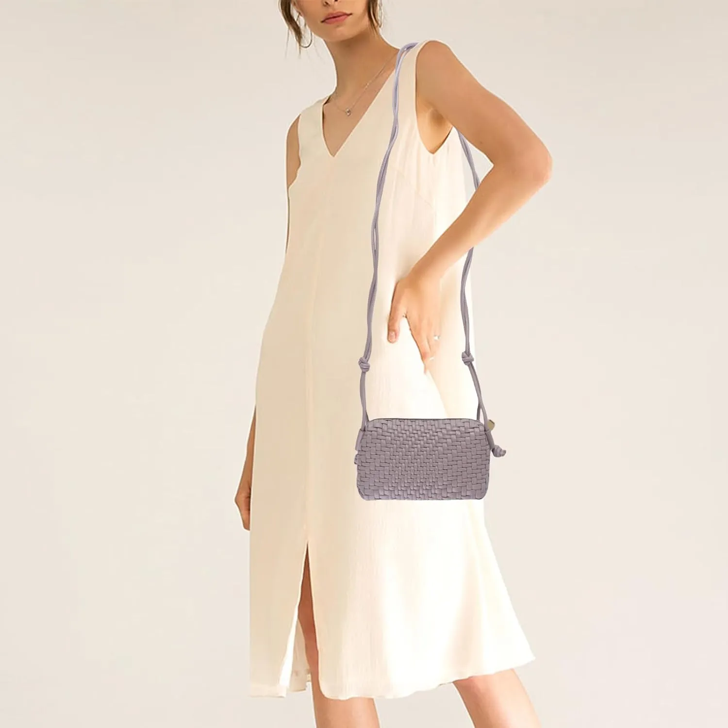 Crossbody Bag for Women Trendy Woven Purse Vegan Leather Small Shoulder Handbags with Strap