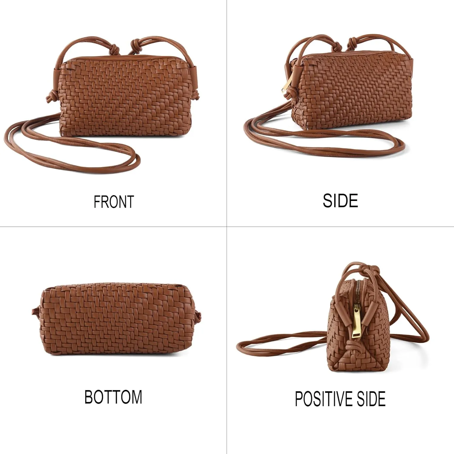 Crossbody Bag for Women Trendy Woven Purse Vegan Leather Small Shoulder Handbags with Strap