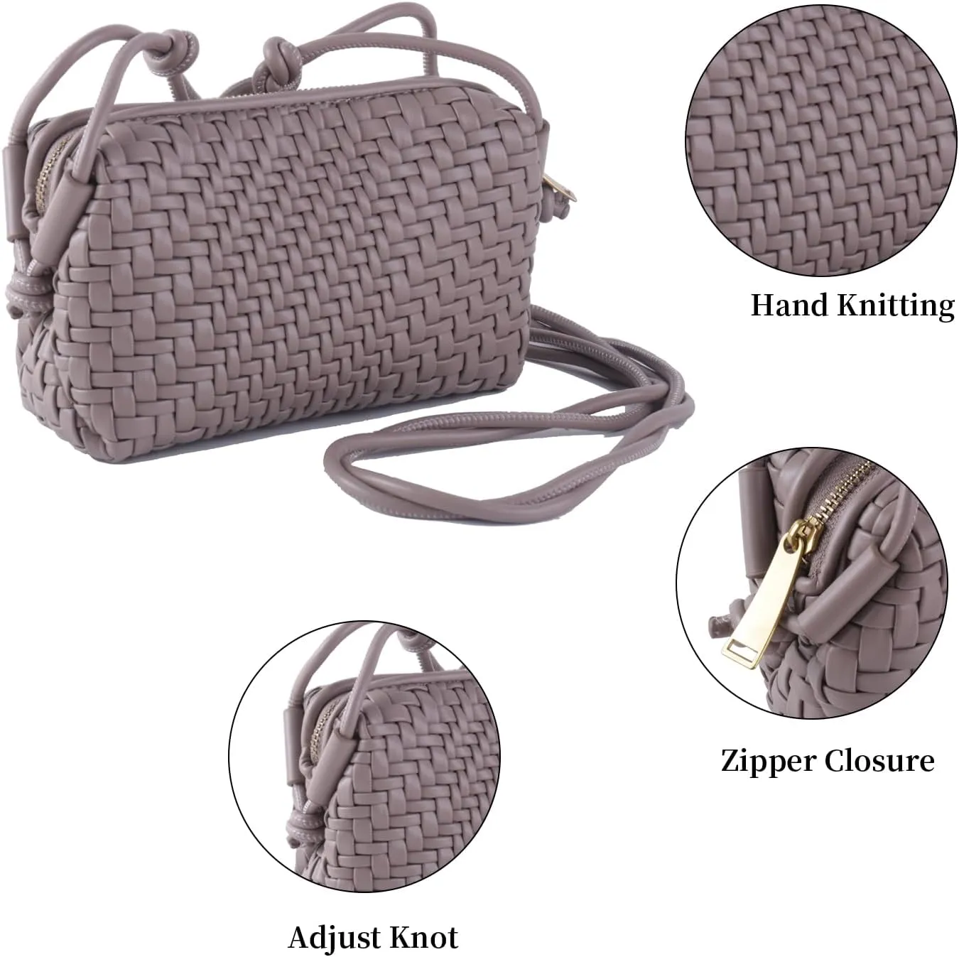 Crossbody Bag for Women Trendy Woven Purse Vegan Leather Small Shoulder Handbags with Strap