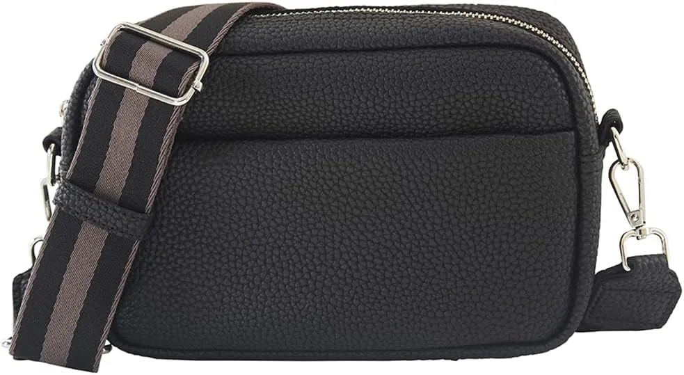 Crossbody Bag for Women Wide Strap Shoulder Bag Camera Crossbody Purse with Zipper