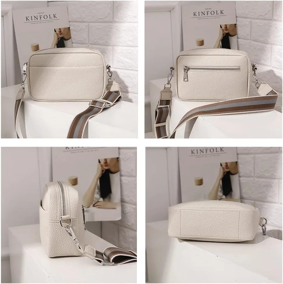 Crossbody Bag for Women Wide Strap Shoulder Bag Camera Crossbody Purse with Zipper