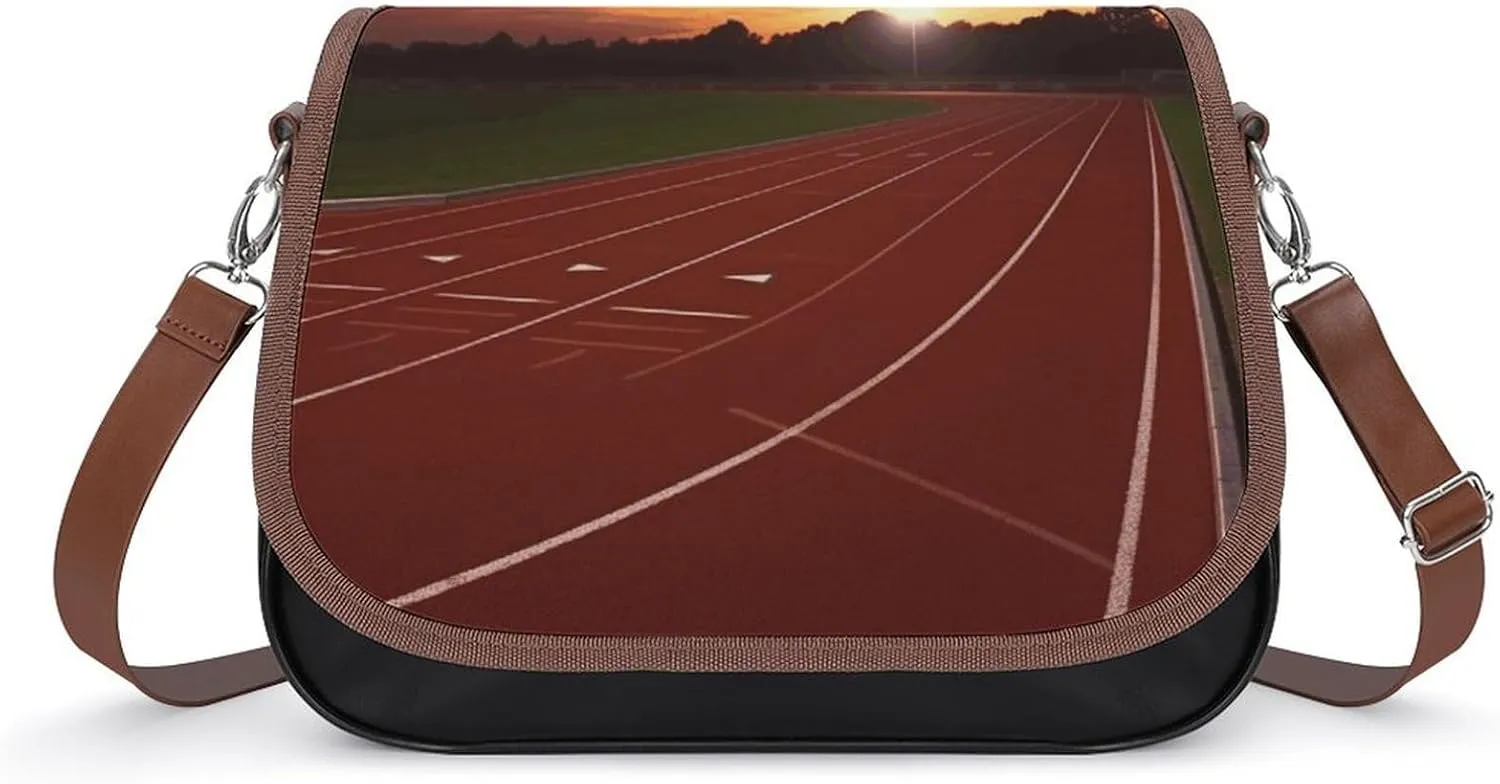 Crossbody Bags for Women Dusk Running Track Printed Purses Casual Flap Crossbody Bags Fashion Shoulder Handbags for Women
