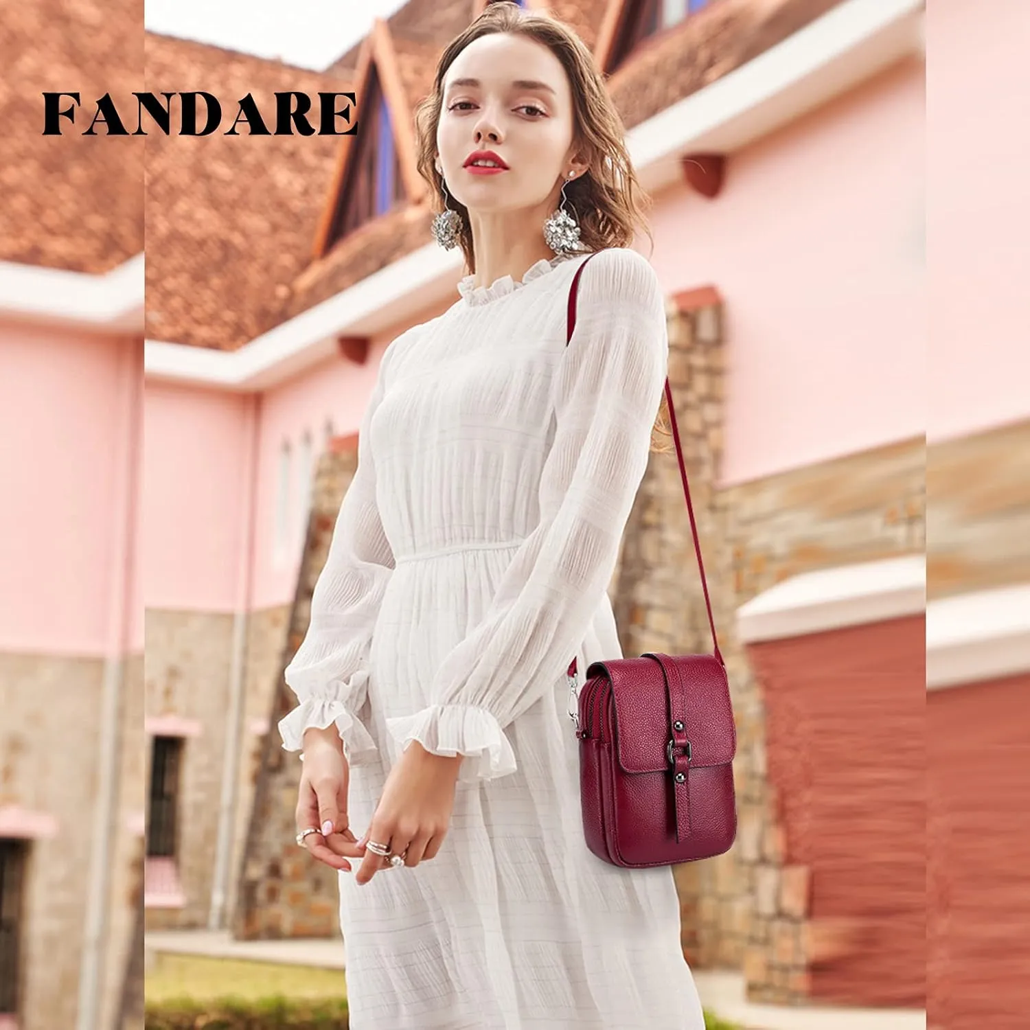 Crossbody Phone Bag Messenger Shoulder Bag Genuine Leather Phone Pouch