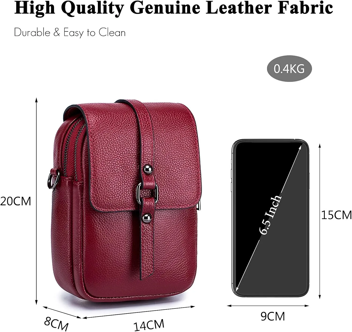 Crossbody Phone Bag Messenger Shoulder Bag Genuine Leather Phone Pouch