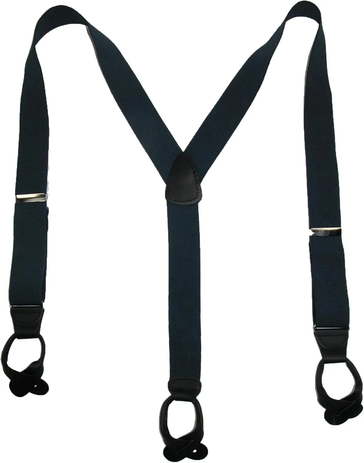 CTM® Men's Big & Tall Elastic Button End Dress Suspenders with Silver Hardware