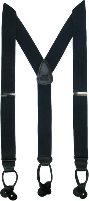 CTM® Men's Big & Tall Elastic Button End Dress Suspenders with Silver Hardware