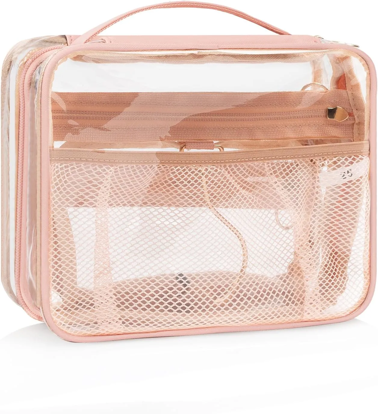 CUBETASTIC Hanging Travel Toiletry Bag for Women, Clear Makeup Bags Portable Transparent Cosmetic Case Small Skincare Pouch Waterproof Travel Bag for Toiletries
