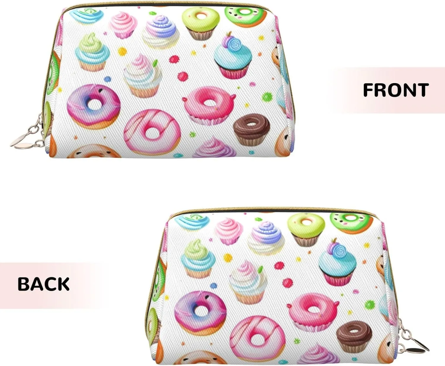 Cupcakes Donuts Muffins Toiletry Pouch, Travel-Friendly Makeup Organizer For Makeup Brushes, Lipsticks