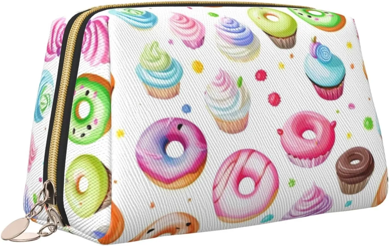 Cupcakes Donuts Muffins Toiletry Pouch, Travel-Friendly Makeup Organizer For Makeup Brushes, Lipsticks