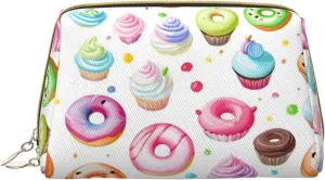 Cupcakes Donuts Muffins Toiletry Pouch, Travel-Friendly Makeup Organizer For Makeup Brushes, Lipsticks