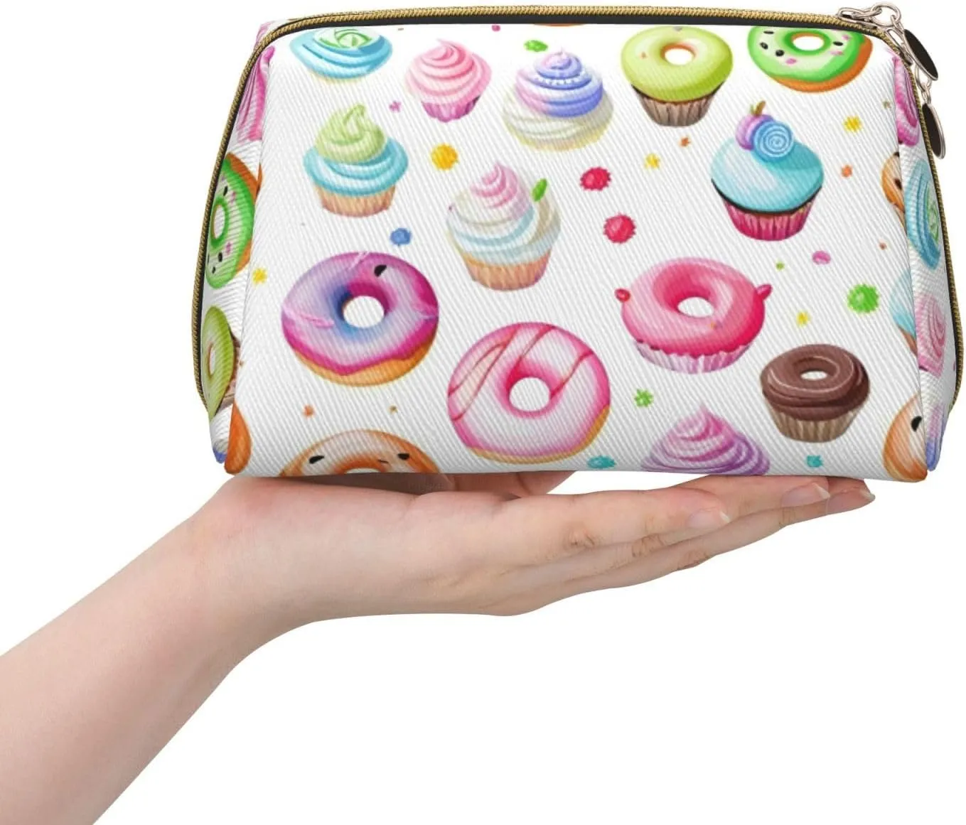 Cupcakes Donuts Muffins Toiletry Pouch, Travel-Friendly Makeup Organizer For Makeup Brushes, Lipsticks