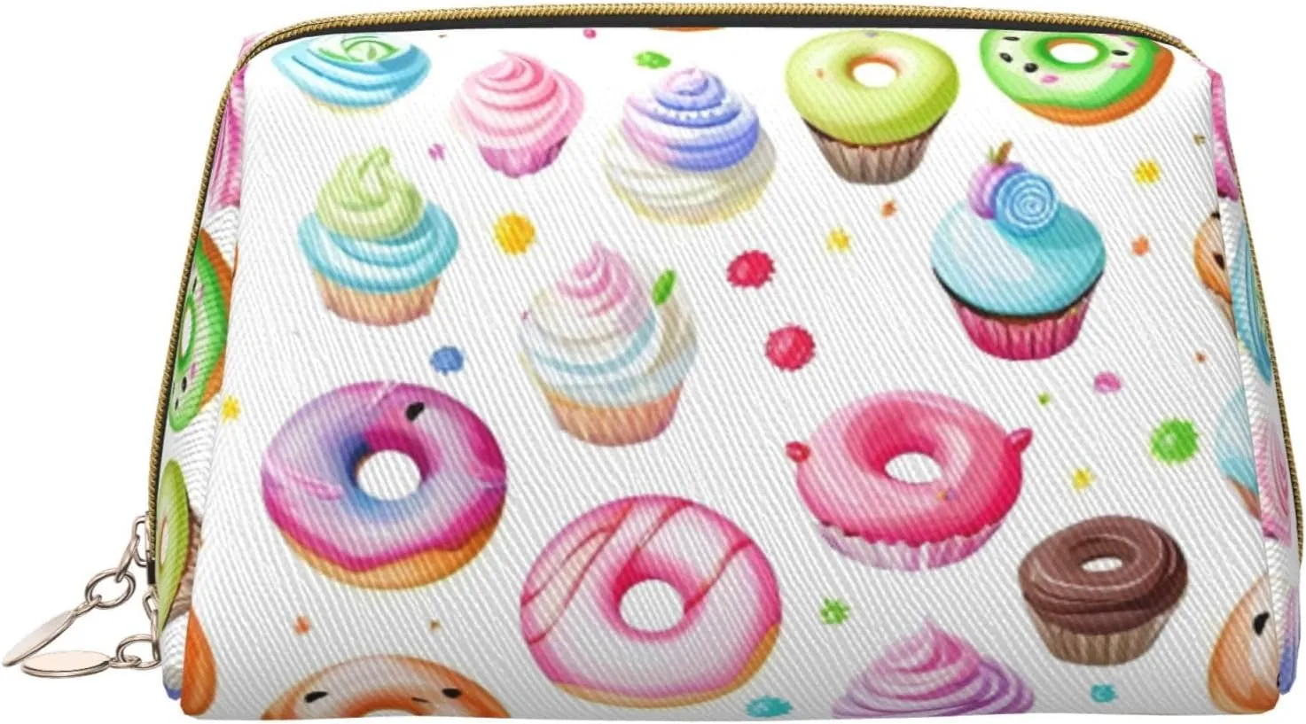 Cupcakes Donuts Muffins Toiletry Pouch, Travel-Friendly Makeup Organizer For Makeup Brushes, Lipsticks