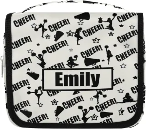 Custom Cheer Makeup Bag Cosmetic Cheerleading Case Personalized Cheer Toiletry Bags Cheerleader Gifts Travel Toiletry Bag with Hanging Hook, Black