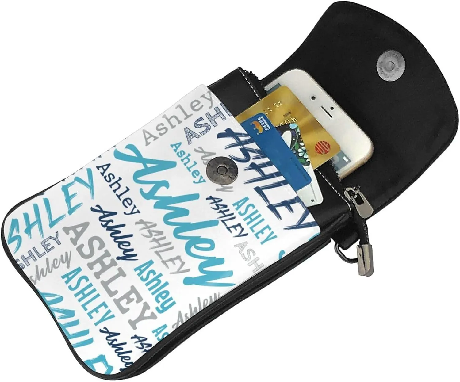 Custom Crossbody Phone Purse with Name, Personalized Name PU Leather Handbag, Customized Phone Bag Gift for Women