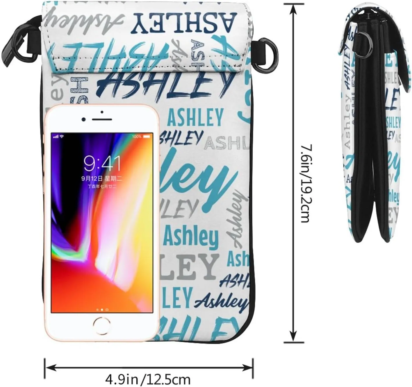 Custom Crossbody Phone Purse with Name, Personalized Name PU Leather Handbag, Customized Phone Bag Gift for Women