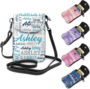 Custom Crossbody Phone Purse with Name, Personalized Name PU Leather Handbag, Customized Phone Bag Gift for Women