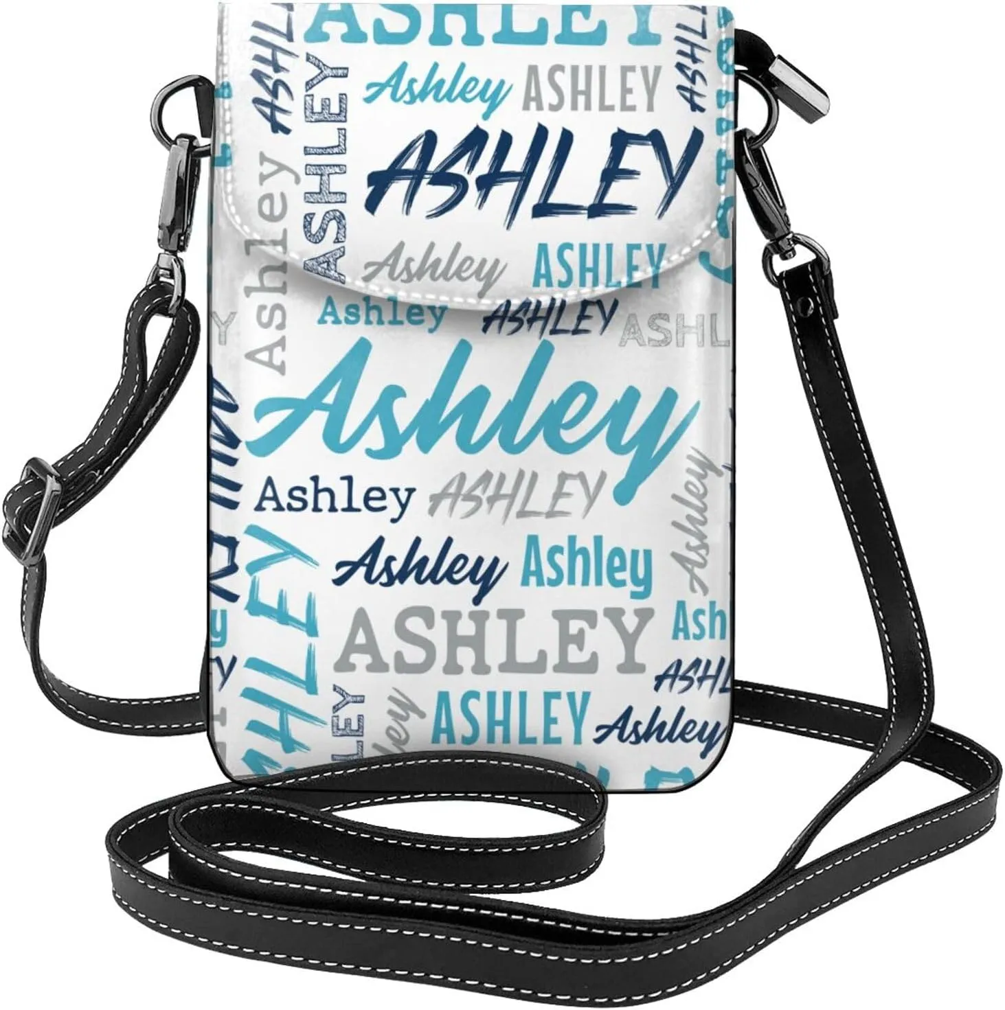 Custom Crossbody Phone Purse with Name, Personalized Name PU Leather Handbag, Customized Phone Bag Gift for Women