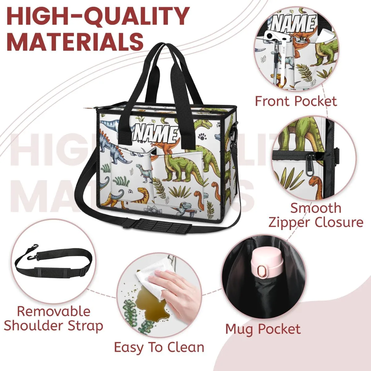 Custom Jungle Dinosaurs Travel Duffle Bags for Women Weekender Overnight Cartoon Colorful Carry on Tote for Airplanes Business Hospital Gym with Toiletry Bag 3Pcs Set