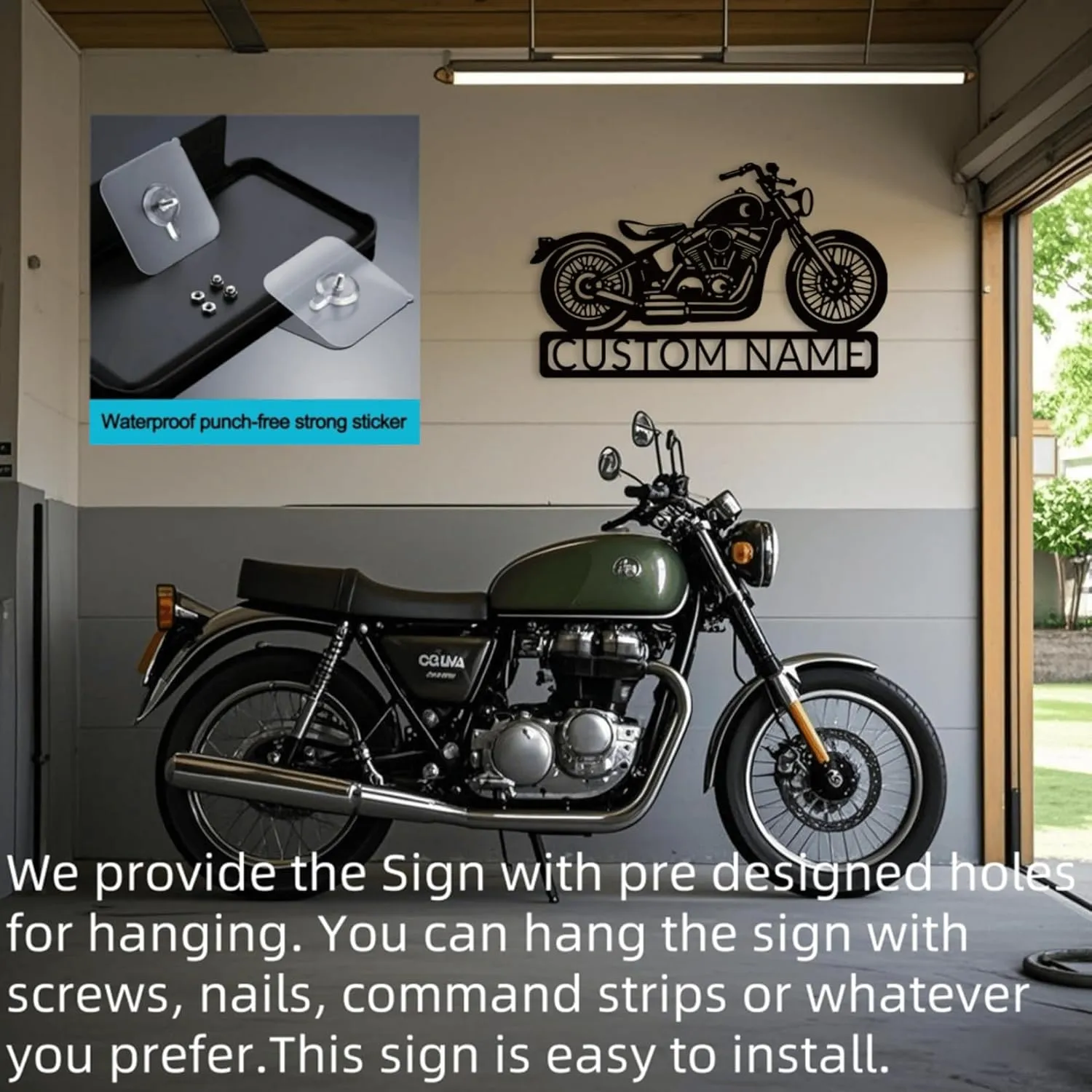 Custom Motorcycle Garage Name Signs,Personalized Monogram Wall Decor,Motorcycle Decor for Living Room Outdoor Patio Home,Housewarming Gifts,Mens Gifts