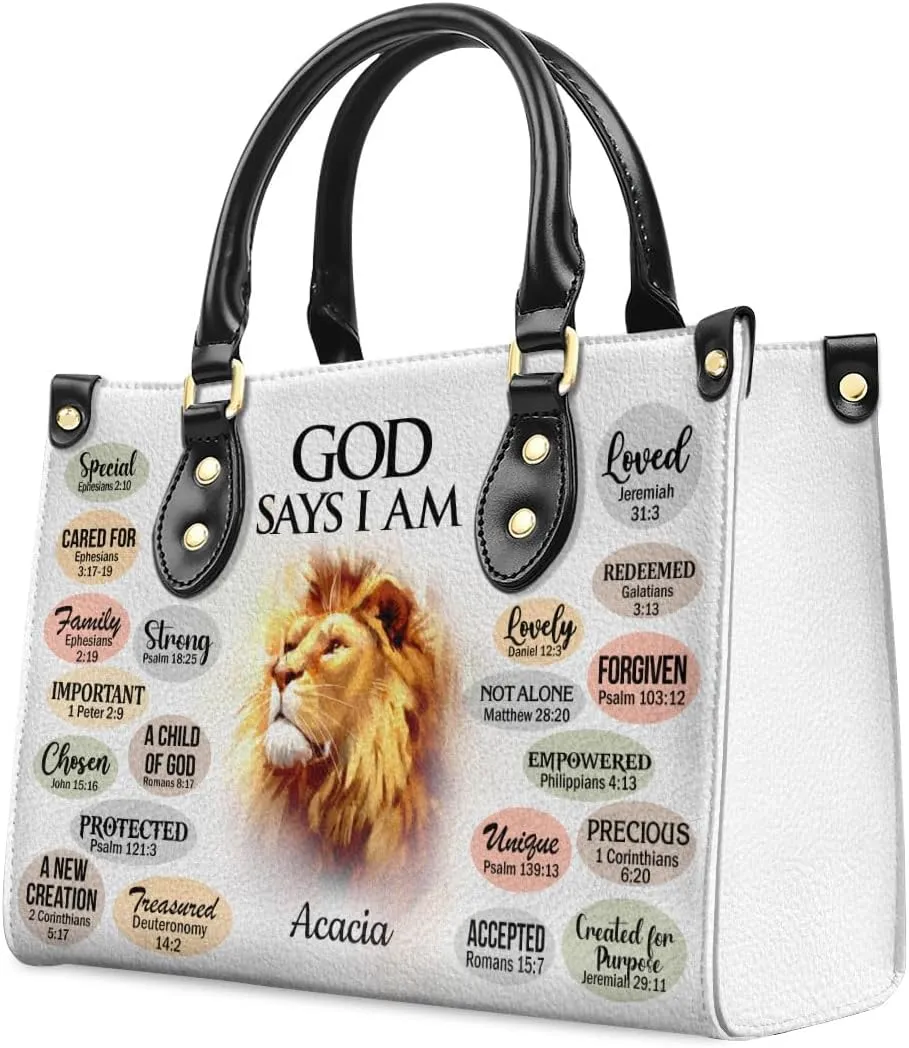 Custom Name Leather Handbags For Women - Christmas Gifts For Women - Christian Gifts