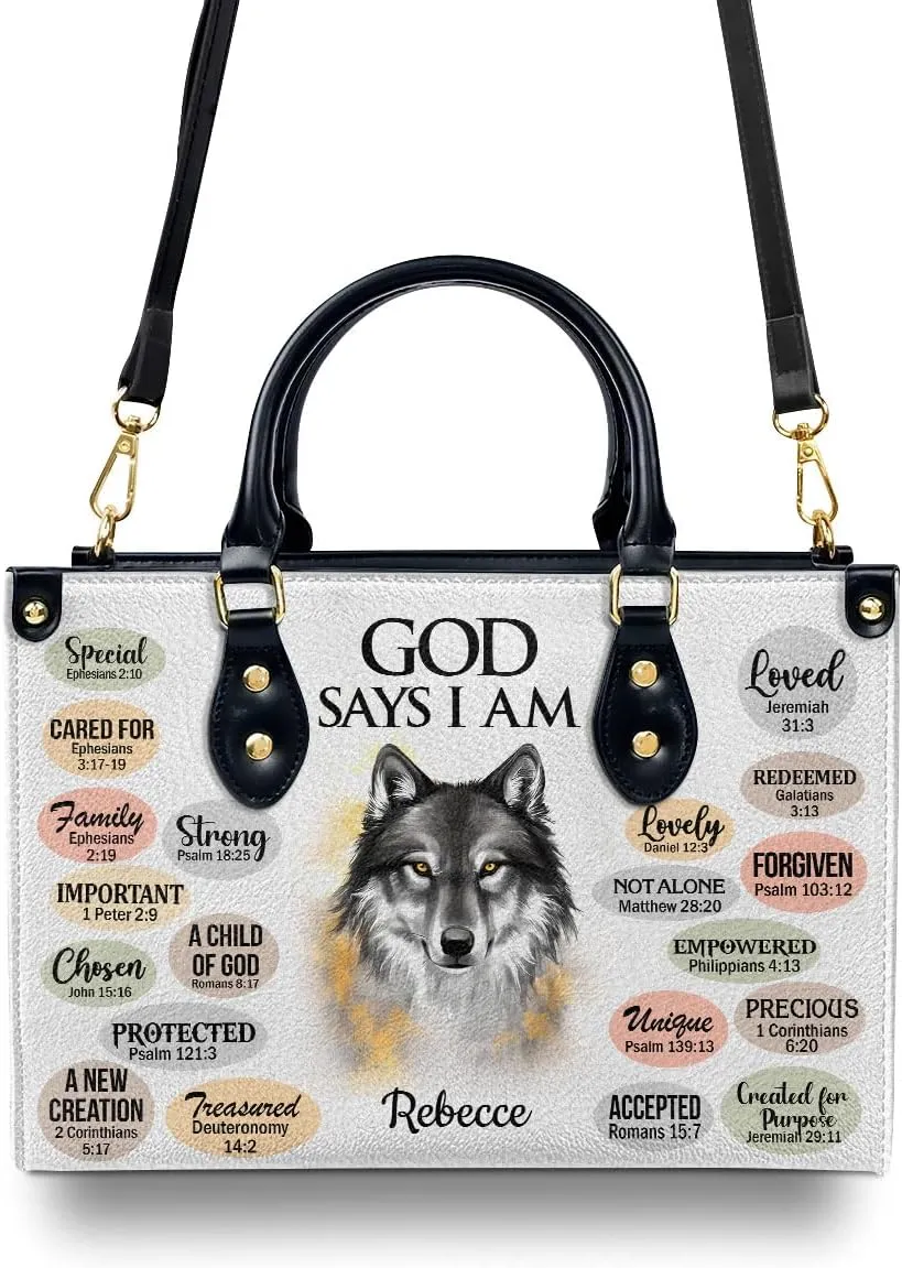 Custom Name Leather Handbags For Women - Christmas Gifts For Women - Christian Gifts
