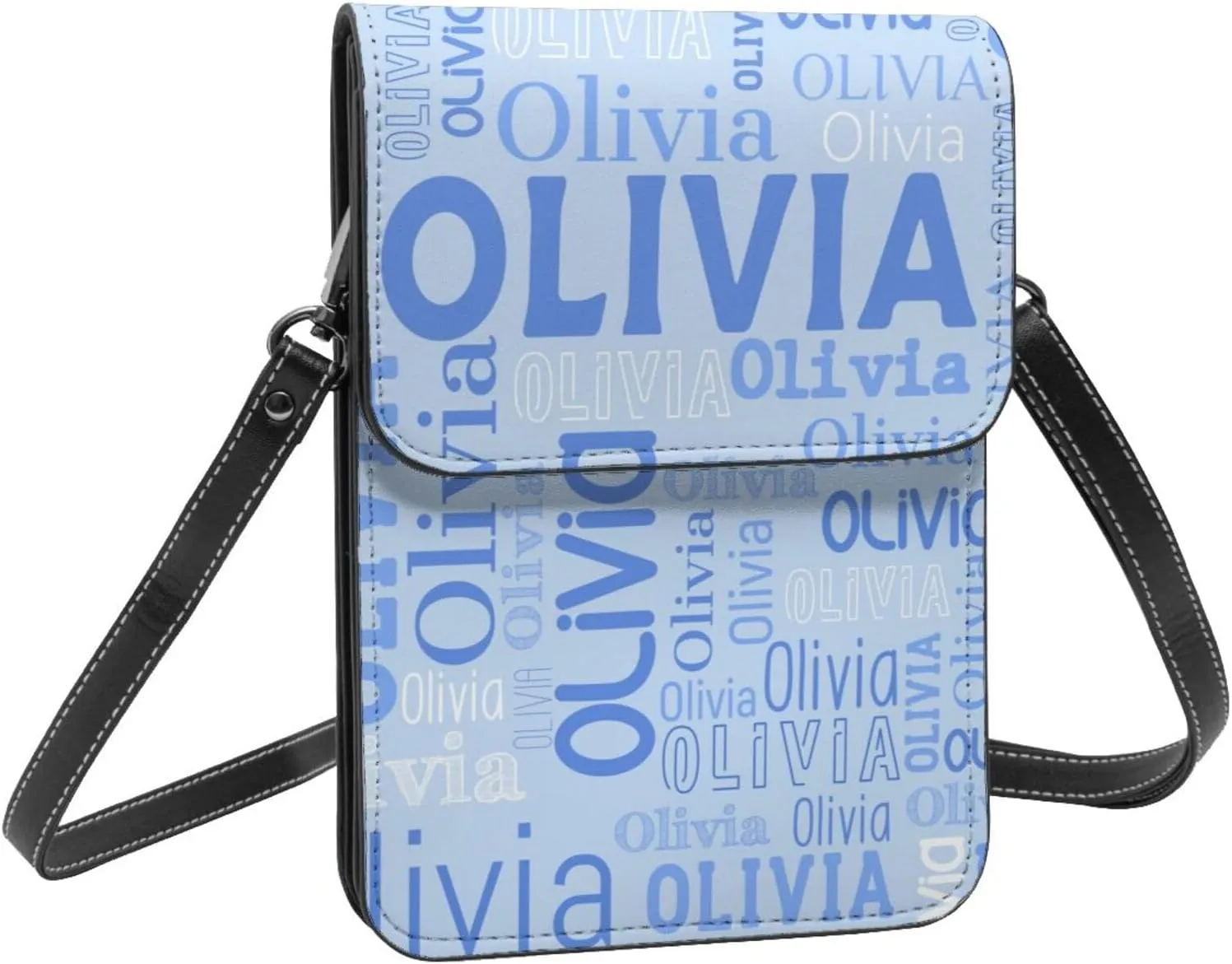 Custom Name Small Crossbody Cell Phone Bag, Personalized Leather Small Crossbody Bags with Name Gift for Women Girls