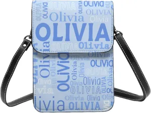 Custom Name Small Crossbody Cell Phone Bag, Personalized Leather Small Crossbody Bags with Name Gift for Women Girls