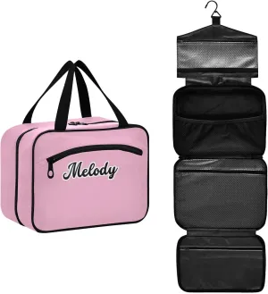 Custom Pink Hanging Cosmetic Bags for Women Personalized Travel Toiletry Bag Large Waterproof Makeup Organizer Customized Mens Travel Bag Toiletry for Shampoo Toiletries,M