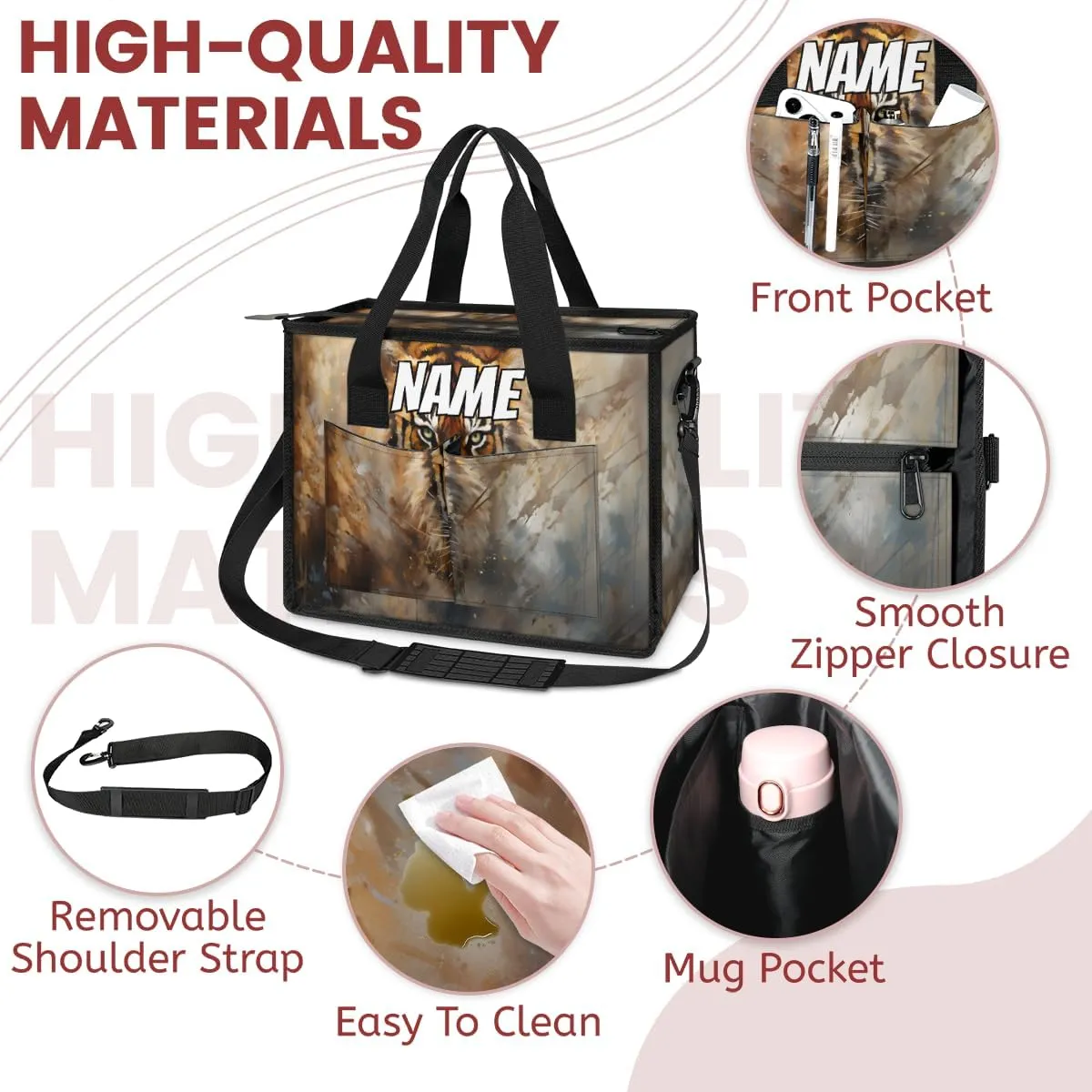 Custom Wild Tiger Travel Duffle Bags for Women Weekender Overnight Jungle Animal Carry on Tote for Airplanes Business Hospital Gym with Toiletry Bag 3Pcs Set