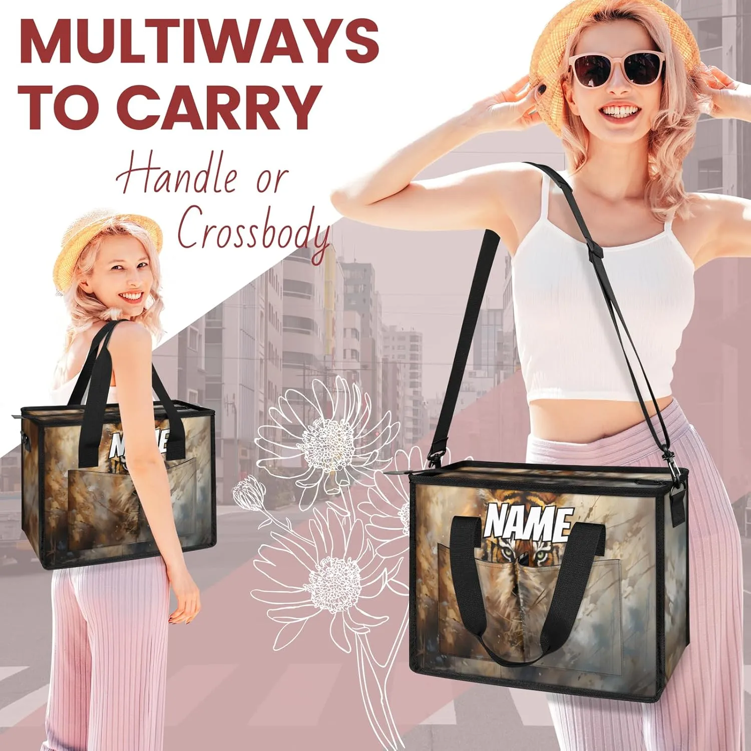Custom Wild Tiger Travel Duffle Bags for Women Weekender Overnight Jungle Animal Carry on Tote for Airplanes Business Hospital Gym with Toiletry Bag 3Pcs Set