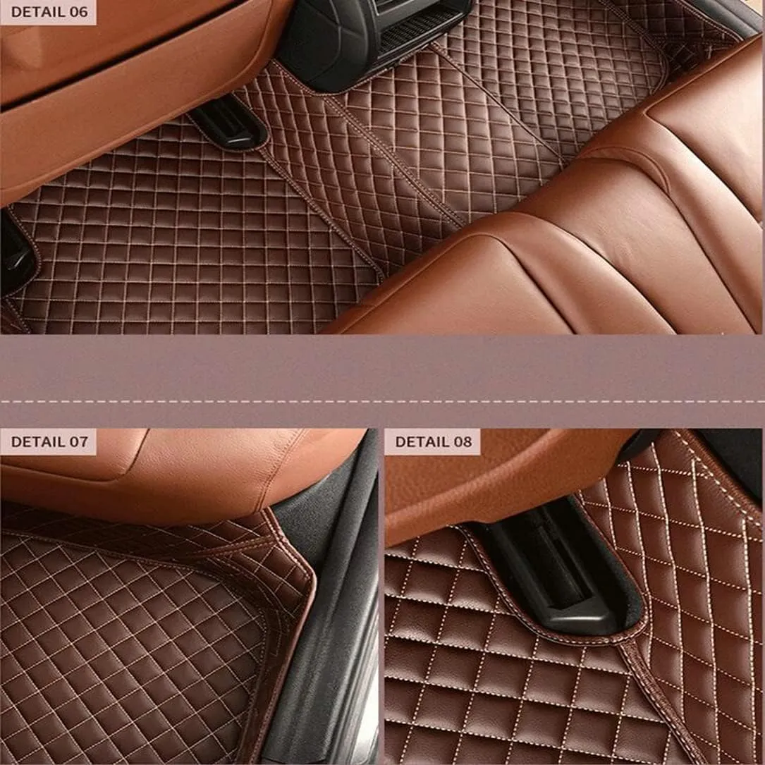 Customize Leather Car Floor Mats for Sedan SUV Sports Car Black Red Pink White Men's and Women's Vehicle Pads (All Black Stitched Stripes)