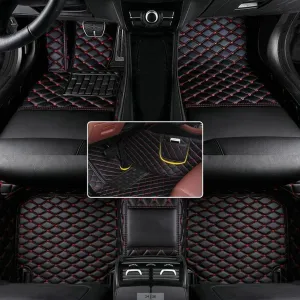 Customize Leather Car Floor Mats for Sedan SUV Sports Car Black Red Pink White Men's and Women's Vehicle Pads (Black Red)