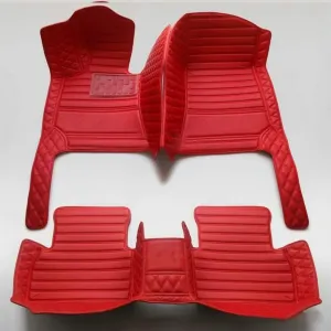 Customize Leather Car Floor Mats for Sedan SUV Sports Car Black Red Pink White Men's and Women's Vehicle Pads (Pure red Stitching)