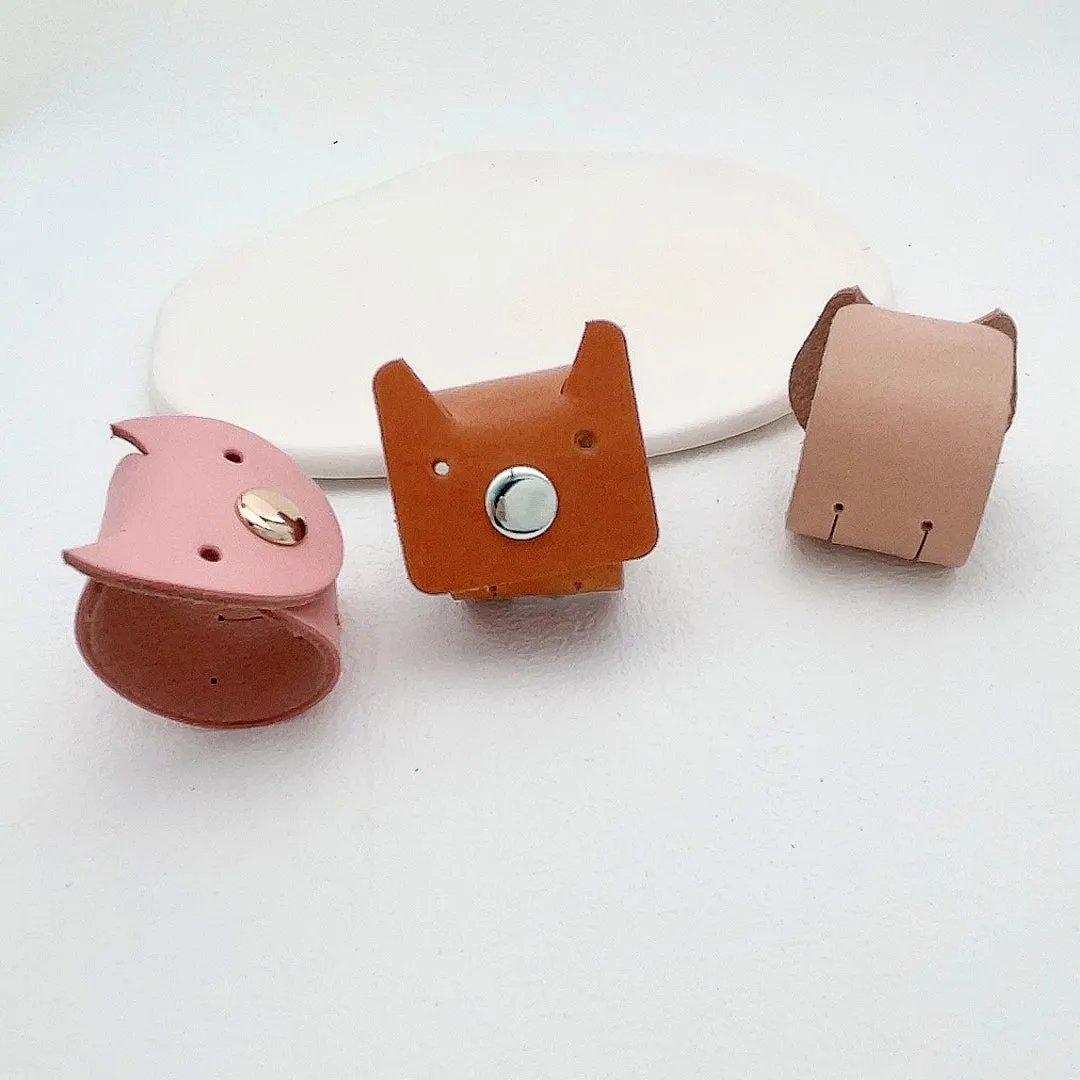 Cute Animal Cable Holder - Veg Tanned Leather