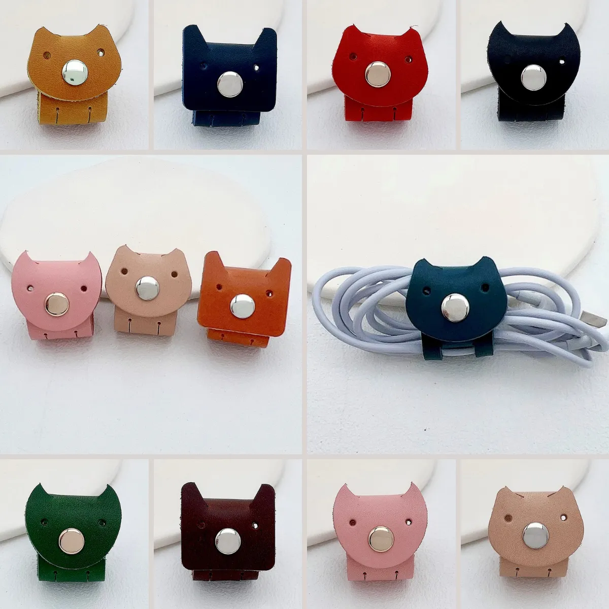 Cute Animal Cable Holder - Veg Tanned Leather