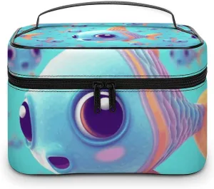 Cute Fish Makeup Bag Portable Travel Cosmetic Bag Zipper Makeup Organizer Toiletry Bag for Women Ladies