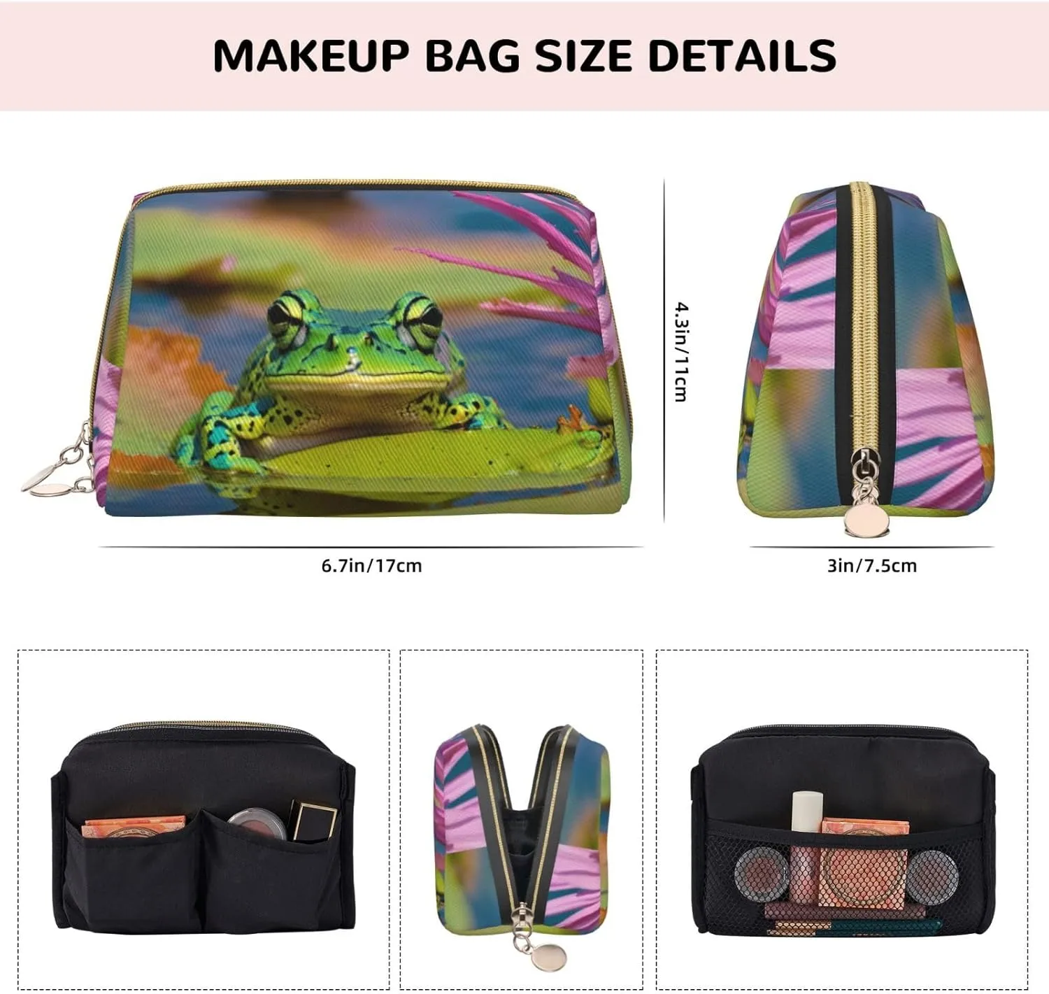 Cute Frog Toiletry Pouch, Travel-Friendly Makeup Organizer For Makeup Brushes, Lipsticks