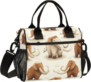 Cute Mammoths Cartoon Lunch Bag for Women Men, Cooler Lunch Box Portable Meal Prep Food Container for Office Work Travel Picnic