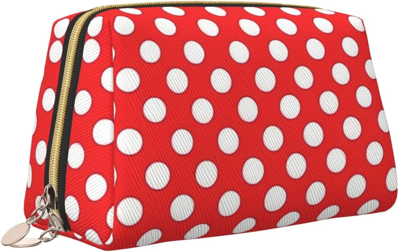 Cute Polka Dot Toiletry Pouch, Travel-Friendly Makeup Organizer For Makeup Brushes, Lipsticks