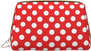 Cute Polka Dot Toiletry Pouch, Travel-Friendly Makeup Organizer For Makeup Brushes, Lipsticks
