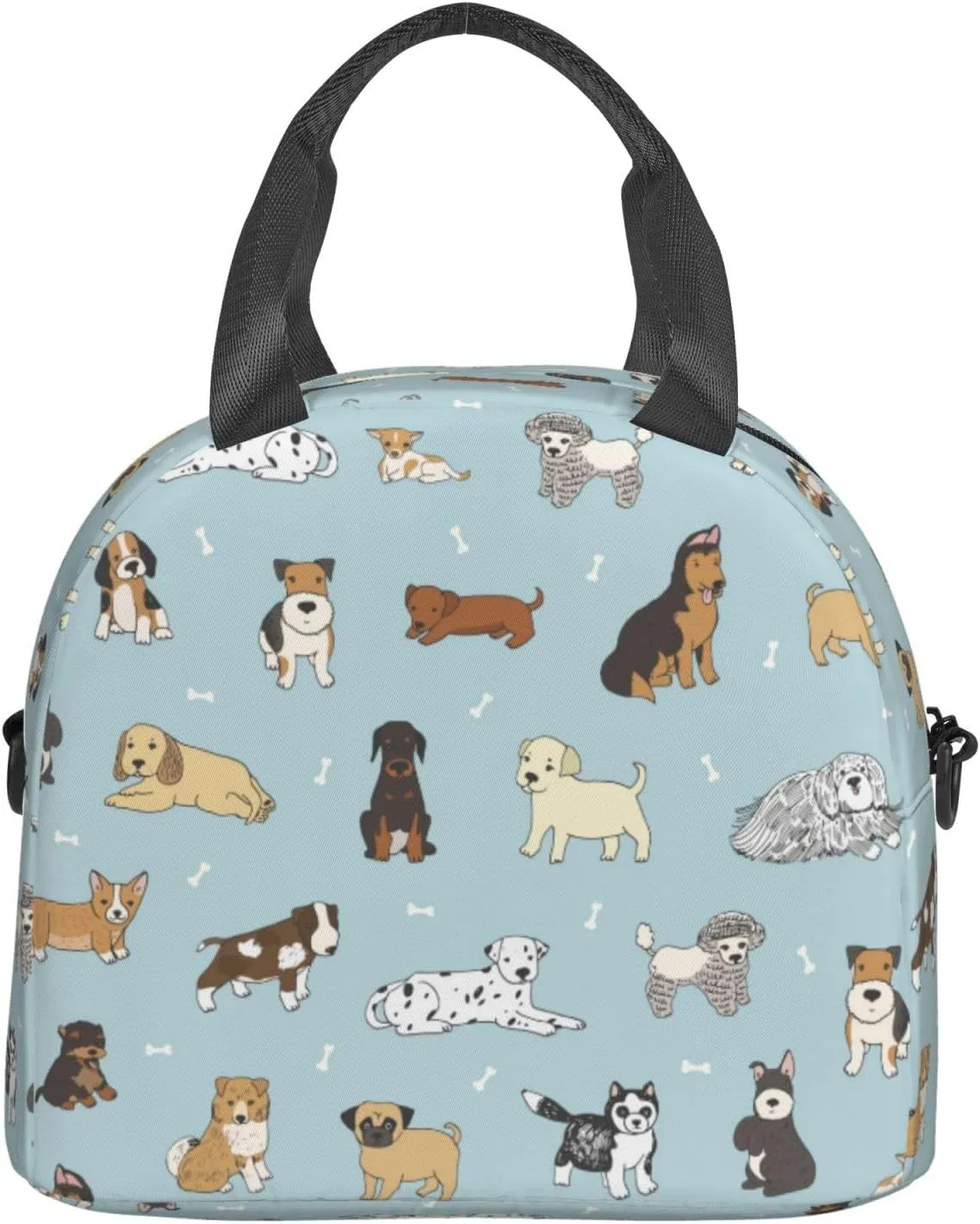 Cute Puppy Dog Pets Lunch Bag with Adjustable Shoulder Strap for Women Men Reusable Lunch Box Leakproof Tote Bags Insulated Cooler for Work Travel Outdoor(9 x 5 x 7.8 Inches)