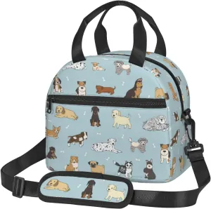 Cute Puppy Dog Pets Lunch Bag with Adjustable Shoulder Strap for Women Men Reusable Lunch Box Leakproof Tote Bags Insulated Cooler for Work Travel Outdoor(9 x 5 x 7.8 Inches)
