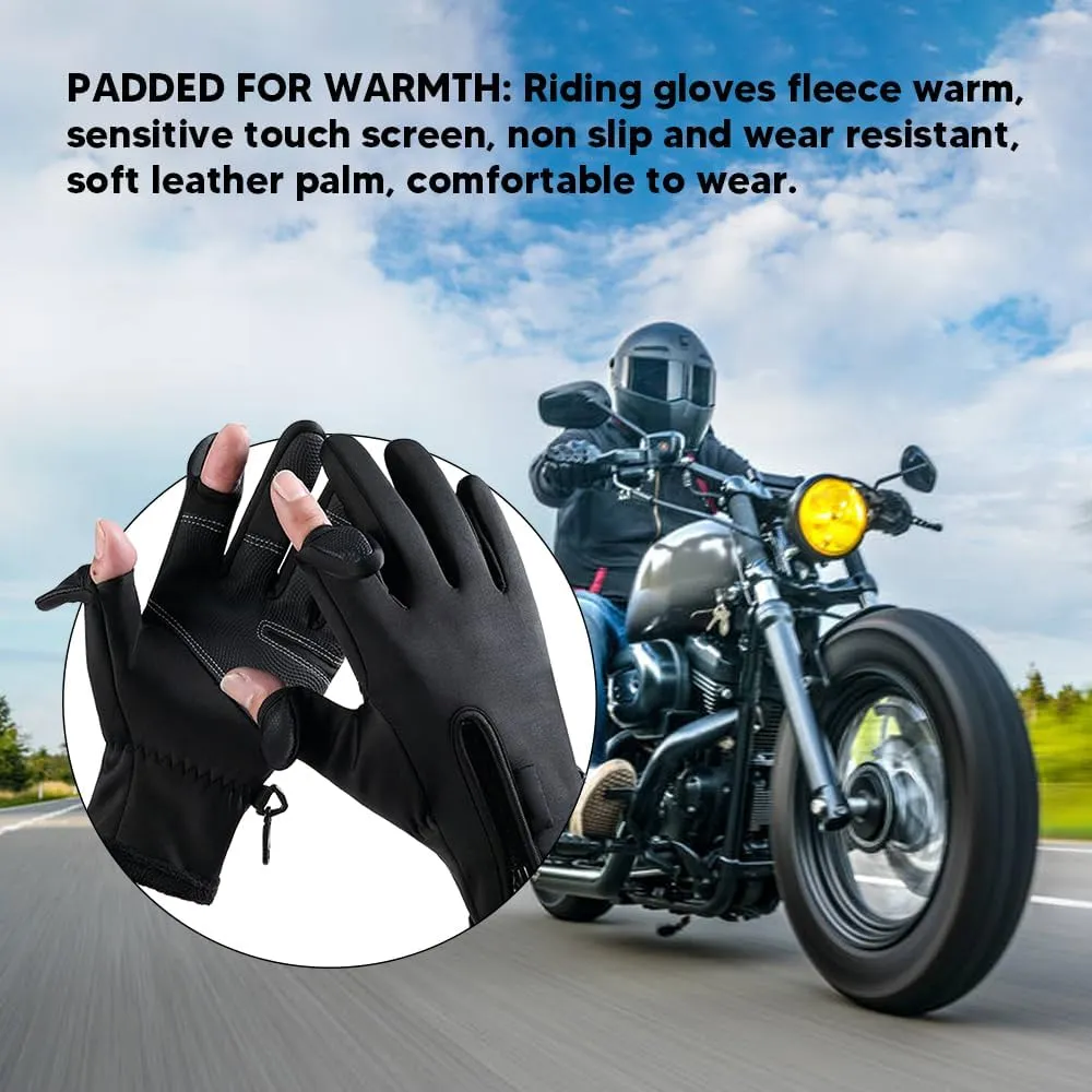 Cycling Gloves Fishing Gloves Warm Padded Thickening Touchscreen 2 Cut Fingers Waterproof Cycling Gloves Black Arm Supports Arm Hand Finger Supports