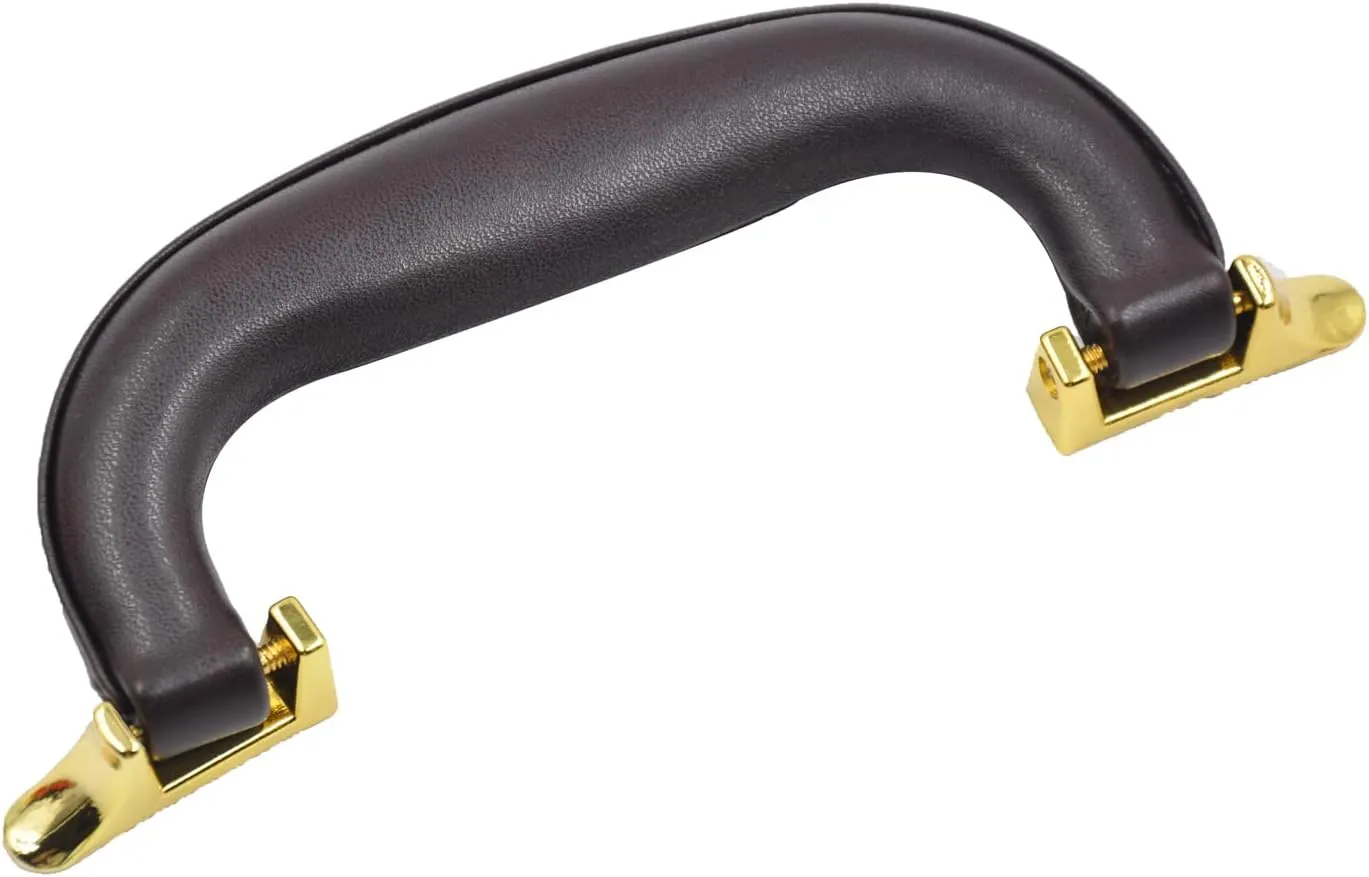 CynKen 1 Pieces PU Leather Handle for Guitar Musical Box Handbags Gift Boxes Wine Boxes Luggage Toolbox Trolley Instrument Case Brown Gold