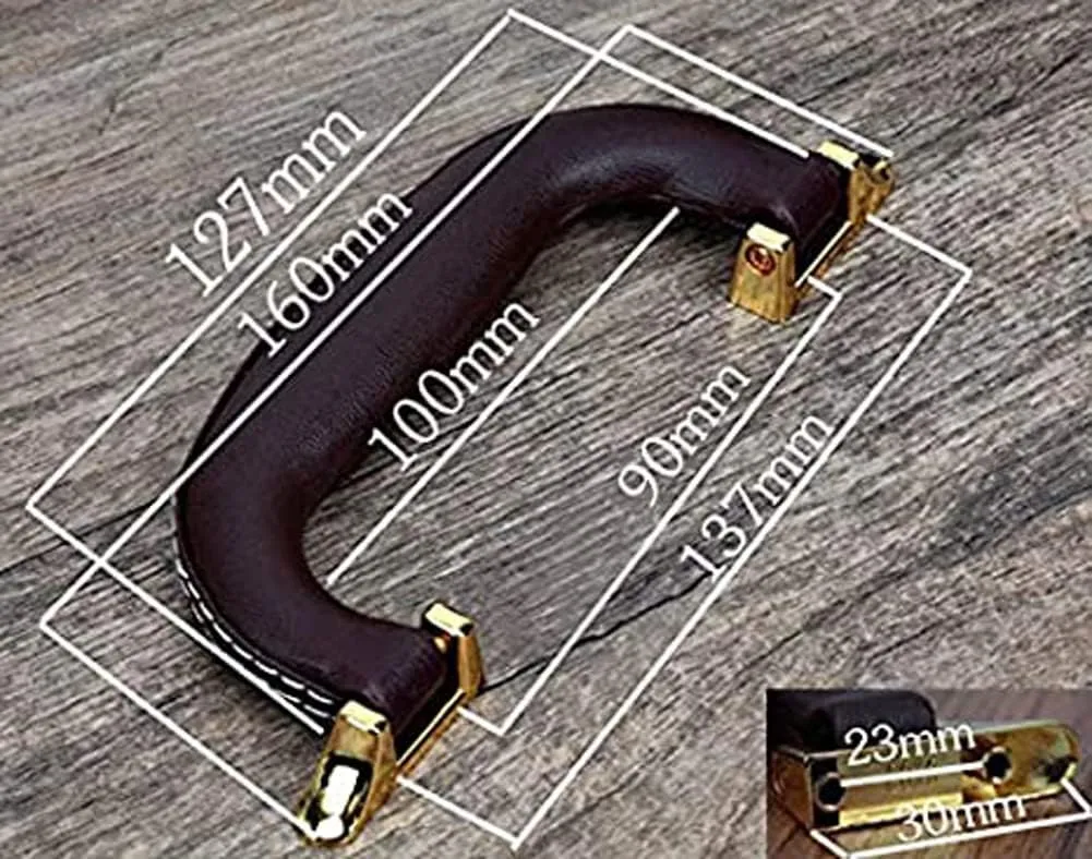 CynKen 1 Pieces PU Leather Handle for Guitar Musical Box Handbags Gift Boxes Wine Boxes Luggage Toolbox Trolley Instrument Case Brown Gold