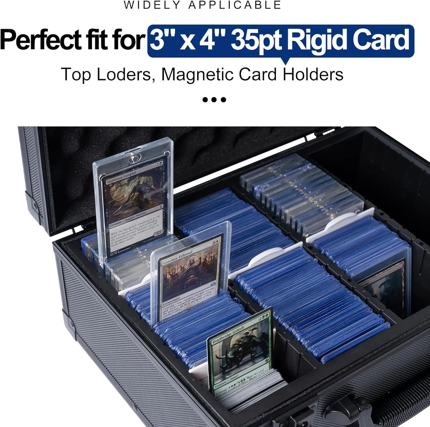 D DACCKIT Toploader Storage Box with Card Dividers for 3" x 4" 35pt Rigid Card Holders for Trading Cards & Sports Cards Compatible with Top Loaders & Magnetic Card Holders