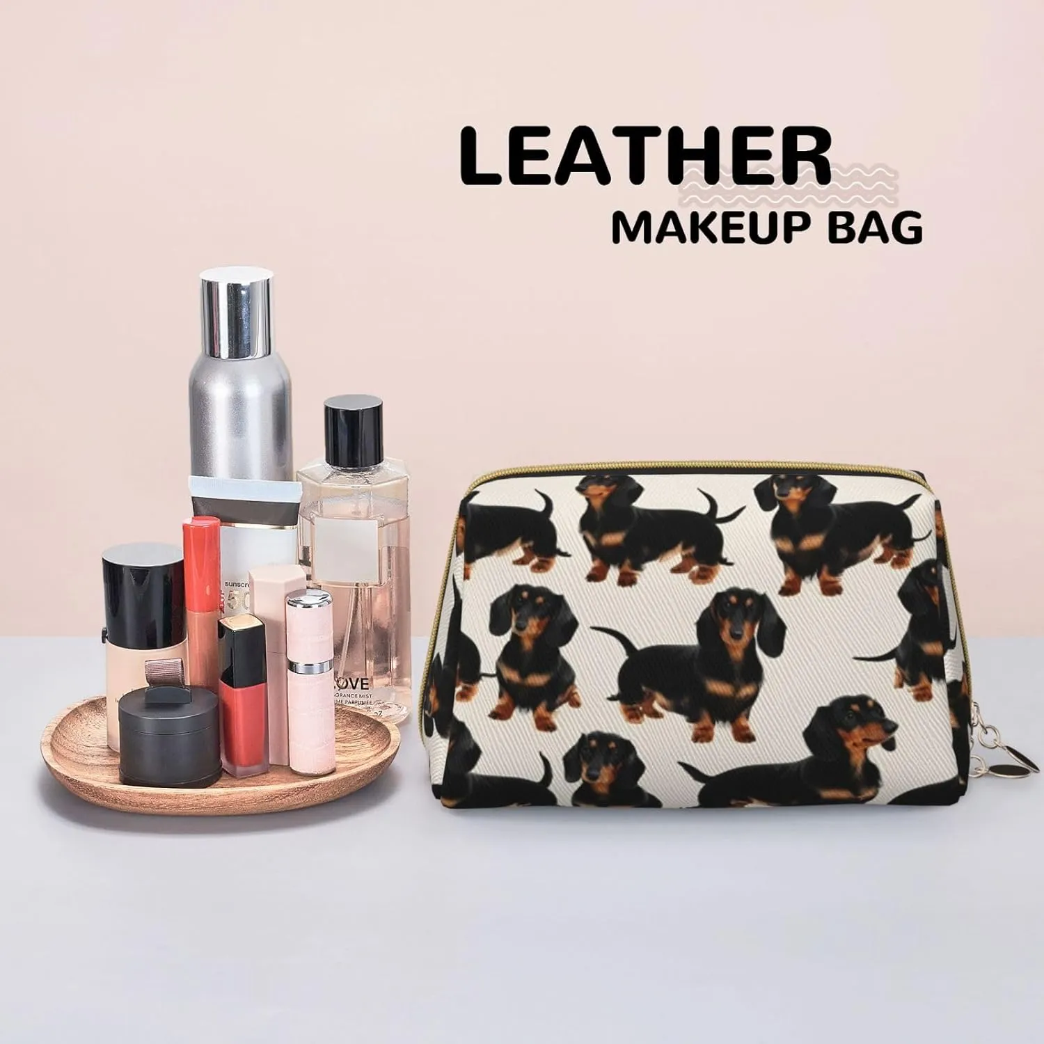 Dachshund Dog Toiletry Pouch, Travel-Friendly Makeup Organizer For Makeup Brushes, Lipsticks