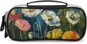 Dark Green Plants Leather Makeup Bag Portable Small Cosmetic Organizer Waterproof Toiletry Bags Brushes Pencils And Travel Make Up Accessories