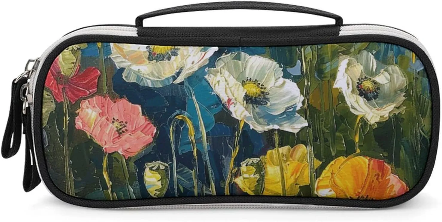 Dark Green Plants Leather Makeup Bag Portable Small Cosmetic Organizer Waterproof Toiletry Bags Brushes Pencils And Travel Make Up Accessories